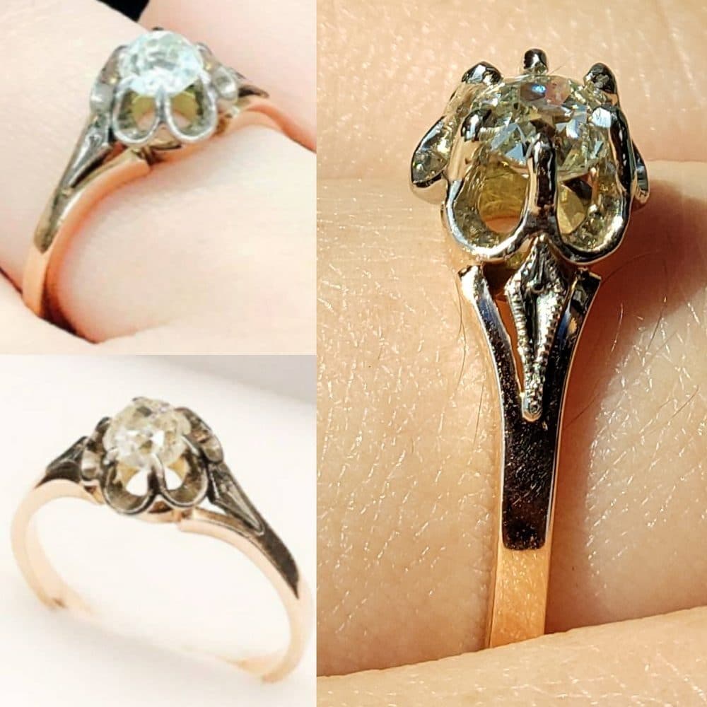 Antique Old-Mine-Cut Diamond Ring