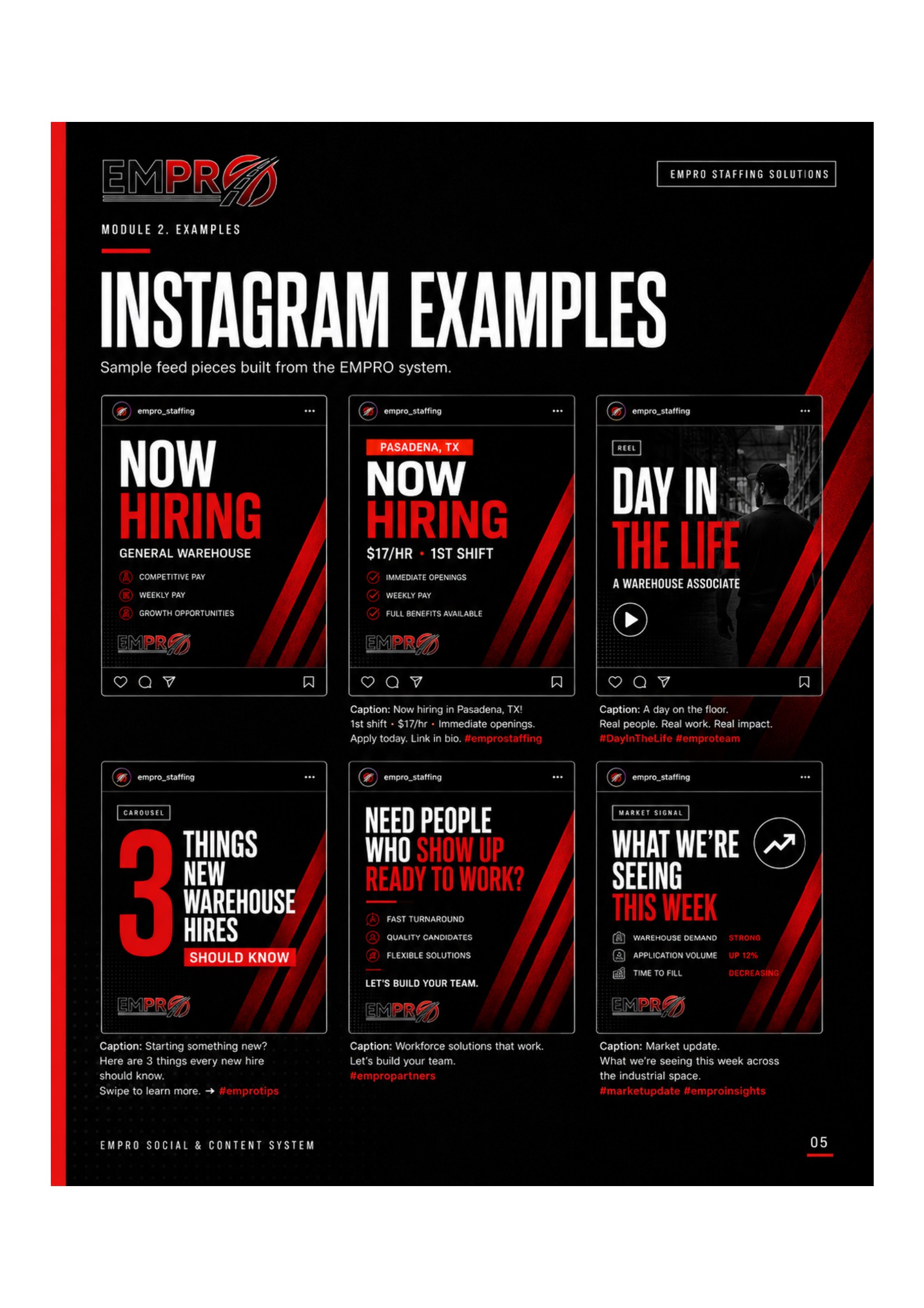 Instagram Examples — EMPRO Social & Content System