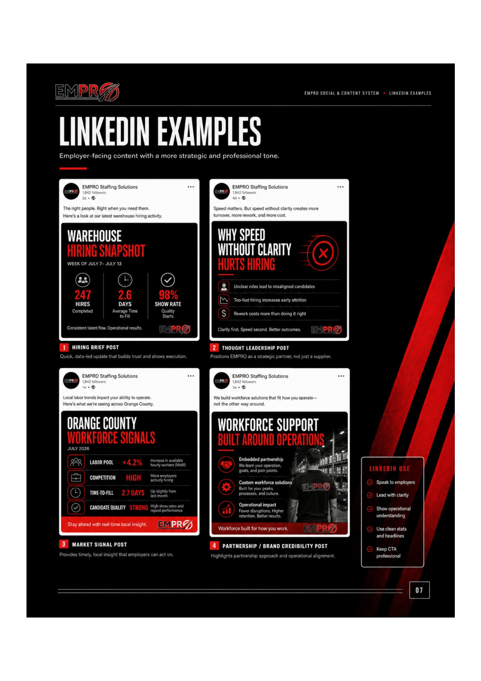 LinkedIn Examples — EMPRO Social & Content System